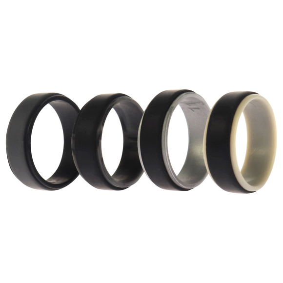 Silicone Wedding 2Layer Step Ring Set - Grey-Black by ROQ - Picture 2 of 2